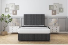 Sloomy Langston Graphite Dumfries Divan Bed With Mattress 4 Drawers With 54" Floor Standing Headboard & 12" Matching Footboard 6' Super King | Grey | Graphite | Super King | 1