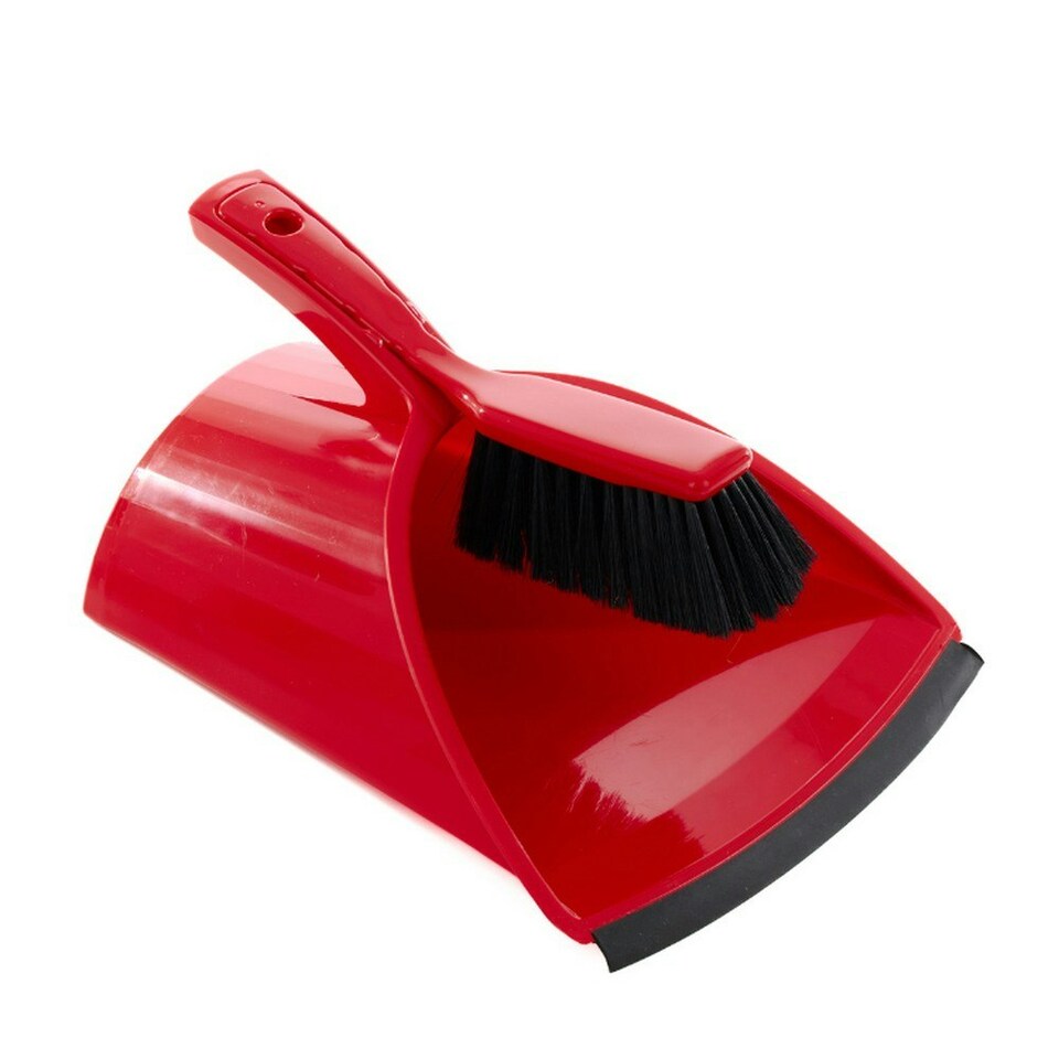 Leecroft SCOOPA Dustpan & Brush Stiff Red - One Colour - One Size