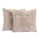 image 1 of OHS 2 x Fluffy Shaggy Soft Plush Cushion Covers, 45x45cm - Natural