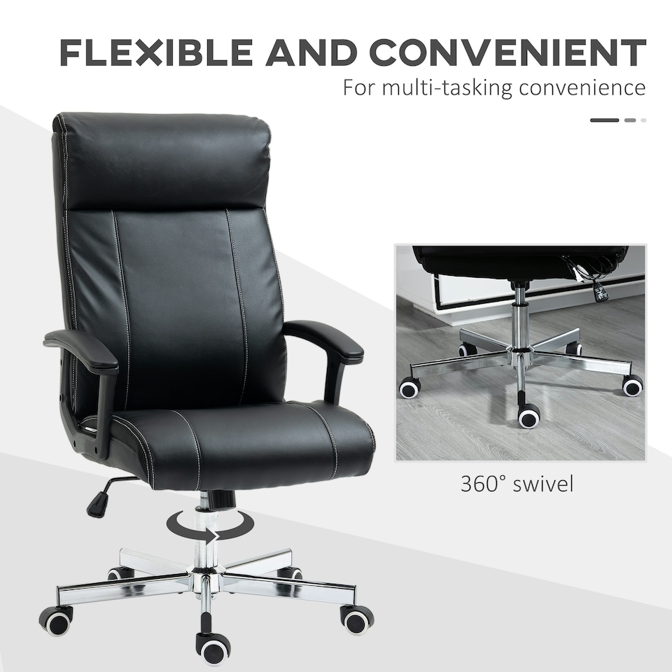 image 1 of Vinsetto Massage Office Chair PU Leather Computer Chair w/ Tilt Function Black