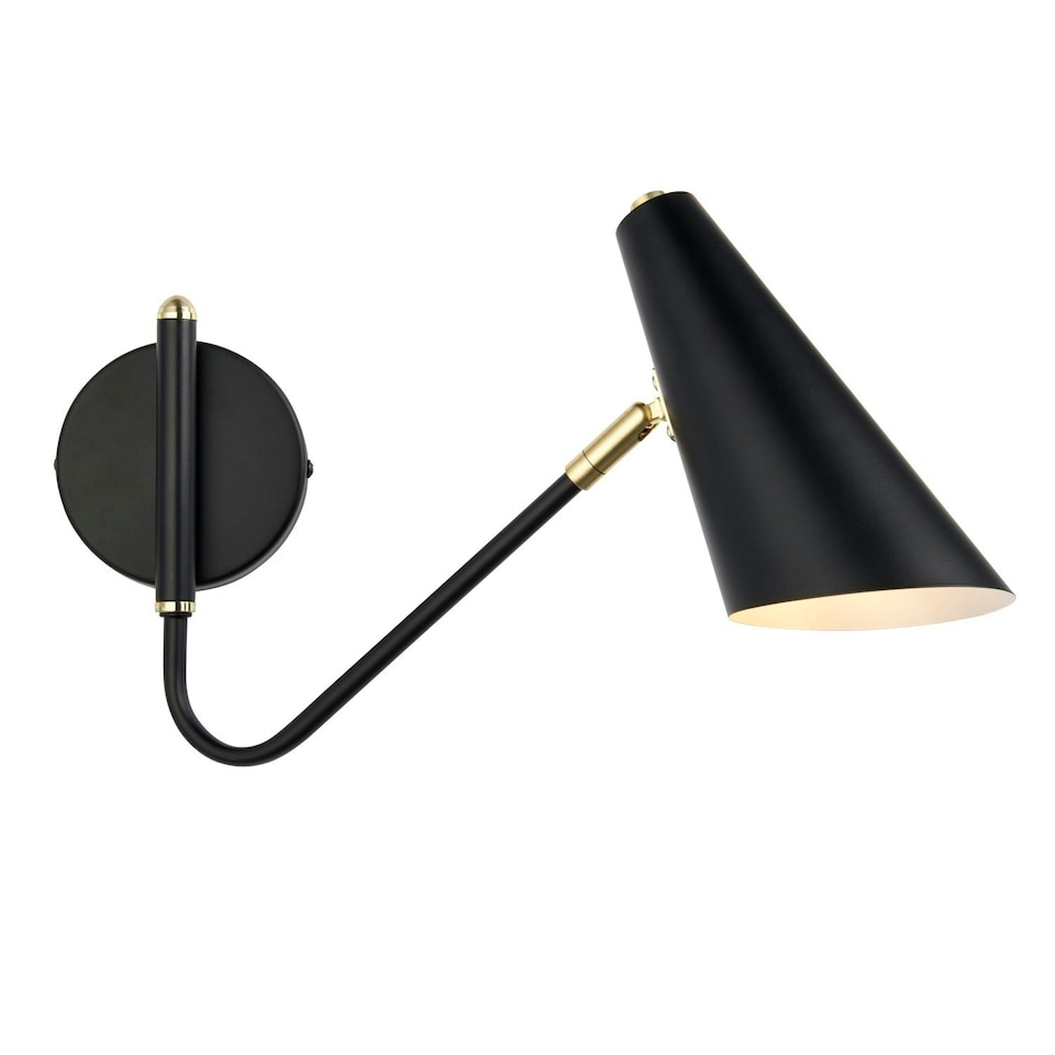 image 1 of First Choice Lighting Set of 2 Dakotta Matt Black & Brushed Gold Adjustable Wall Lamps Black | Bronze