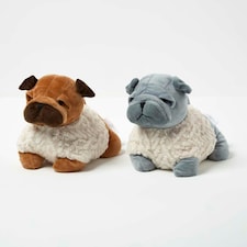 Homescapes Luxury Fabric Pug Doorstop Set of 2