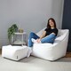 image 2 of icon Natalia Borg Adults Bean Bag Armchair and Pouffe, Ready Filled Large Beanbag and Footstool Natural Beige Cream