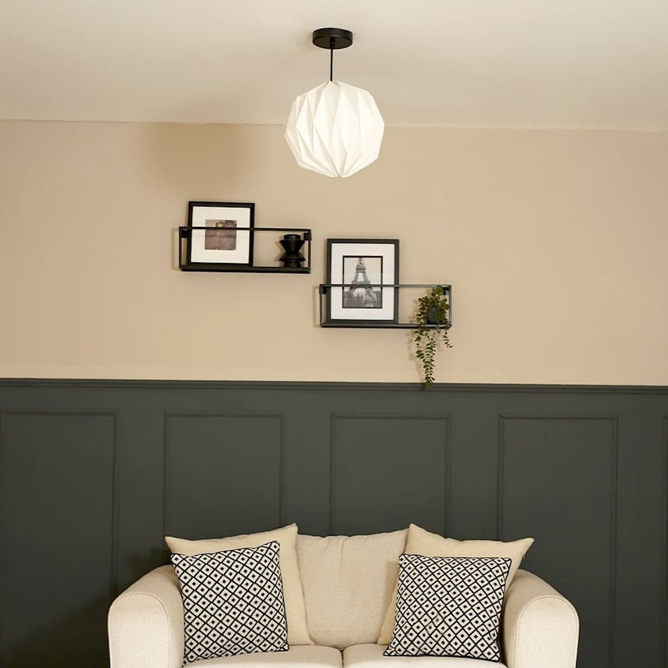 image 1 of ValueLights Astrid White Origami Ceiling Light Shade & Bulb | White