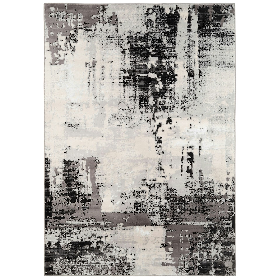 image 1 of KUKOON Silver Grey Modern Distressed Living Room Area Rug 80cm x 150cm | Grey