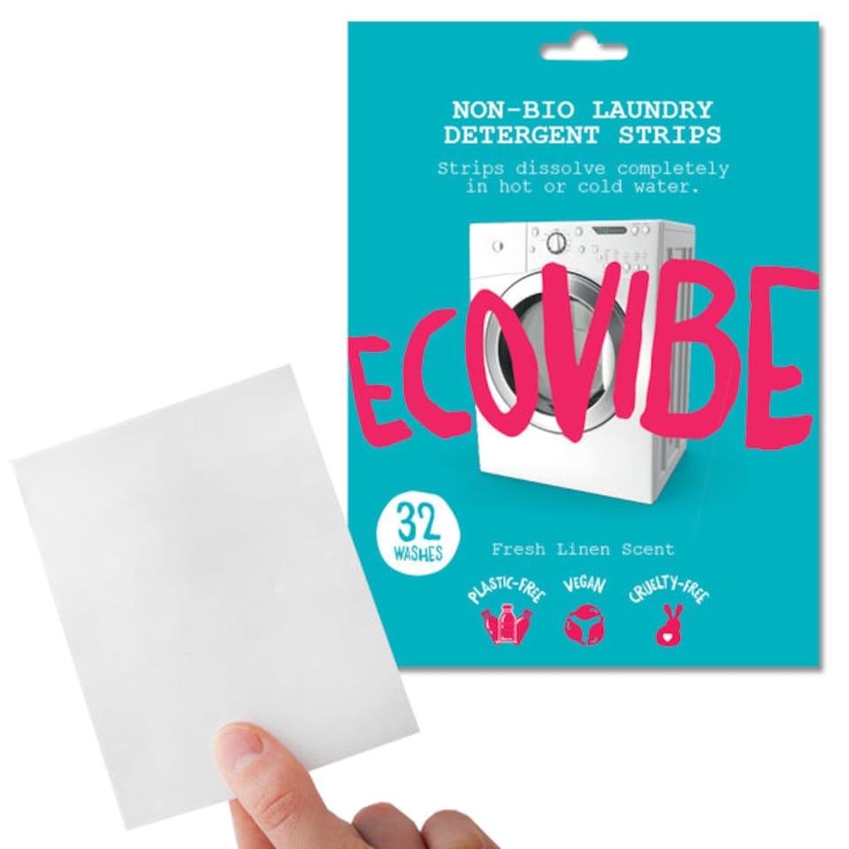 image 1 of EcoVibe Dissolvable Laundry Detergent Strips (32 Loads, Fresh Linen Scent)