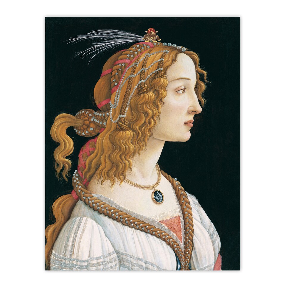 image 1 of Idealized Portrait of a Lady Botticelli Vintage Huge Wall Art Print 18X24 In