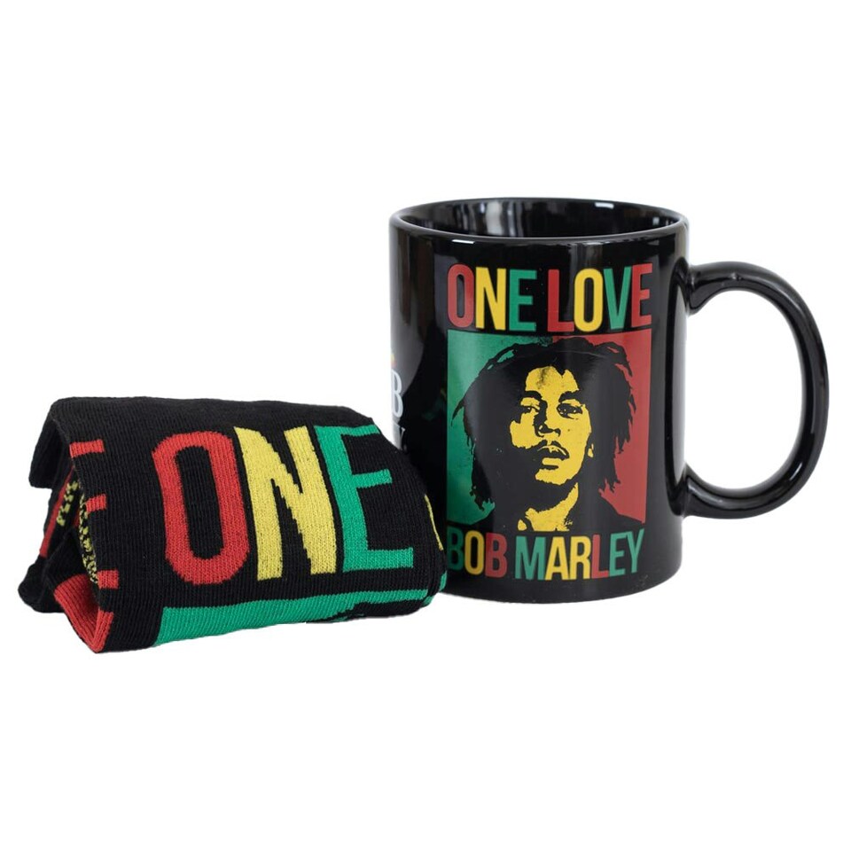 image 1 of Bob Marley One Love Mug and Sock Set - Black - 7 UK-11 UK