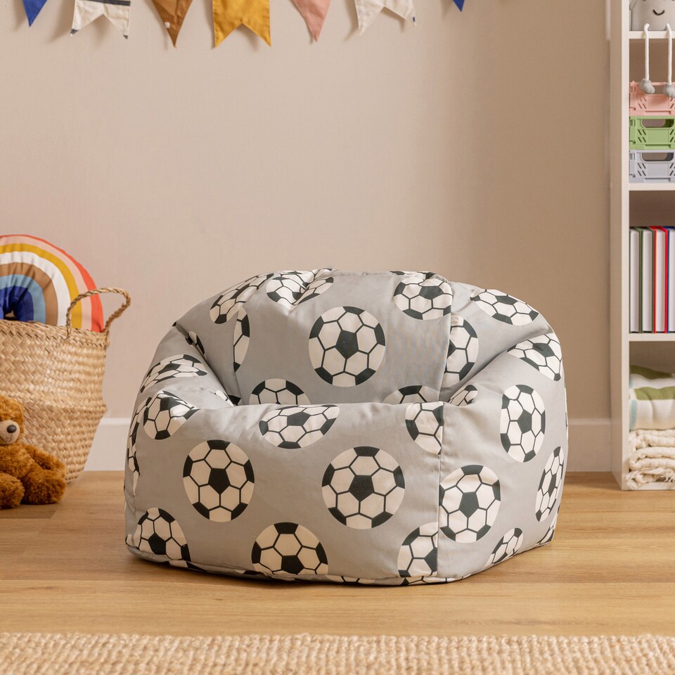 image 1 of Icon Hirest Medium Football Print Bean Bag