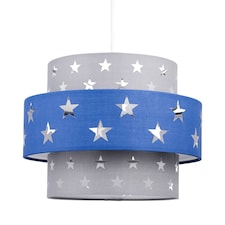 Navy Blue and Grey Star Two Tier Light Shade | Grey | Blue | Large | 1