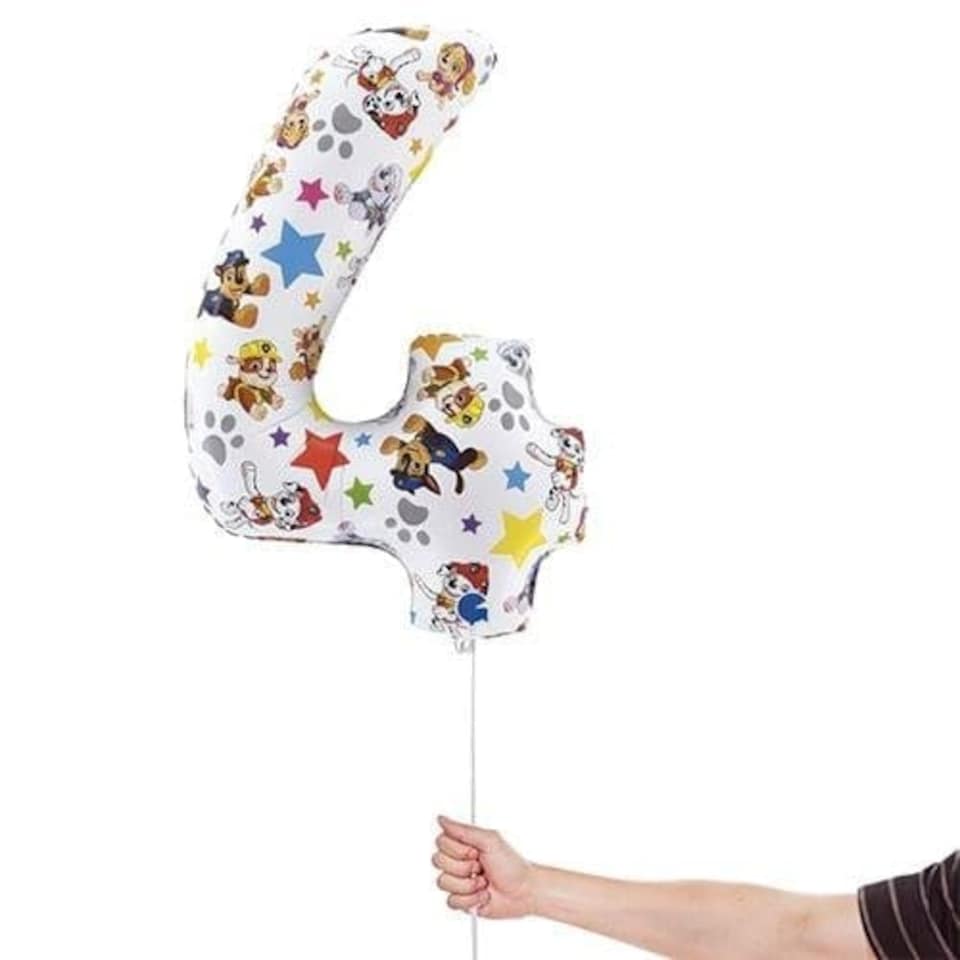 image 1 of Paw Patrol Number 4 Giant Helium Foil Balloon 66cm / 26 in | Multi