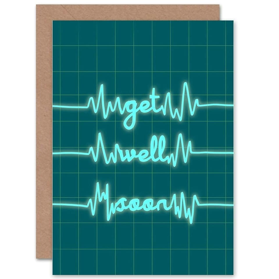 image 1 of Heart Monitor Neon Line Get Well Card