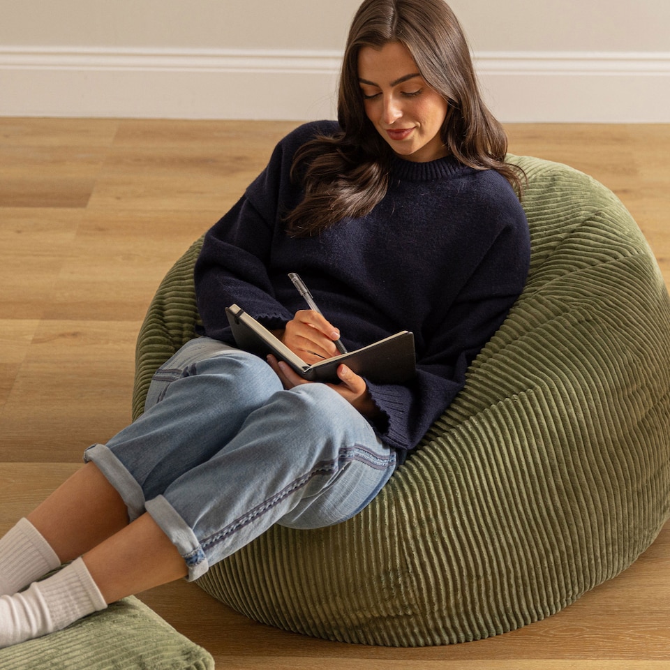 image 1 of Kingston Classic Beanbag and Footstool Sage Green | Green | Sage Green | 2