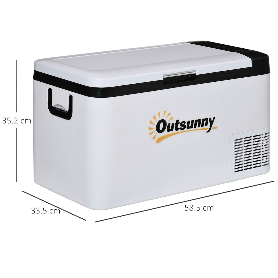image 1 of Outsunny 12V Portable Car Refrigerator w/ Inner LED Light Indoor Outdoor, 25L