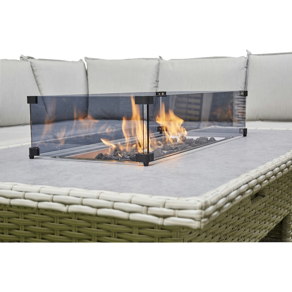 image 1 of DS Living Malibu Grey Rattan Garden Furniture 6 Seater + Fire Pit