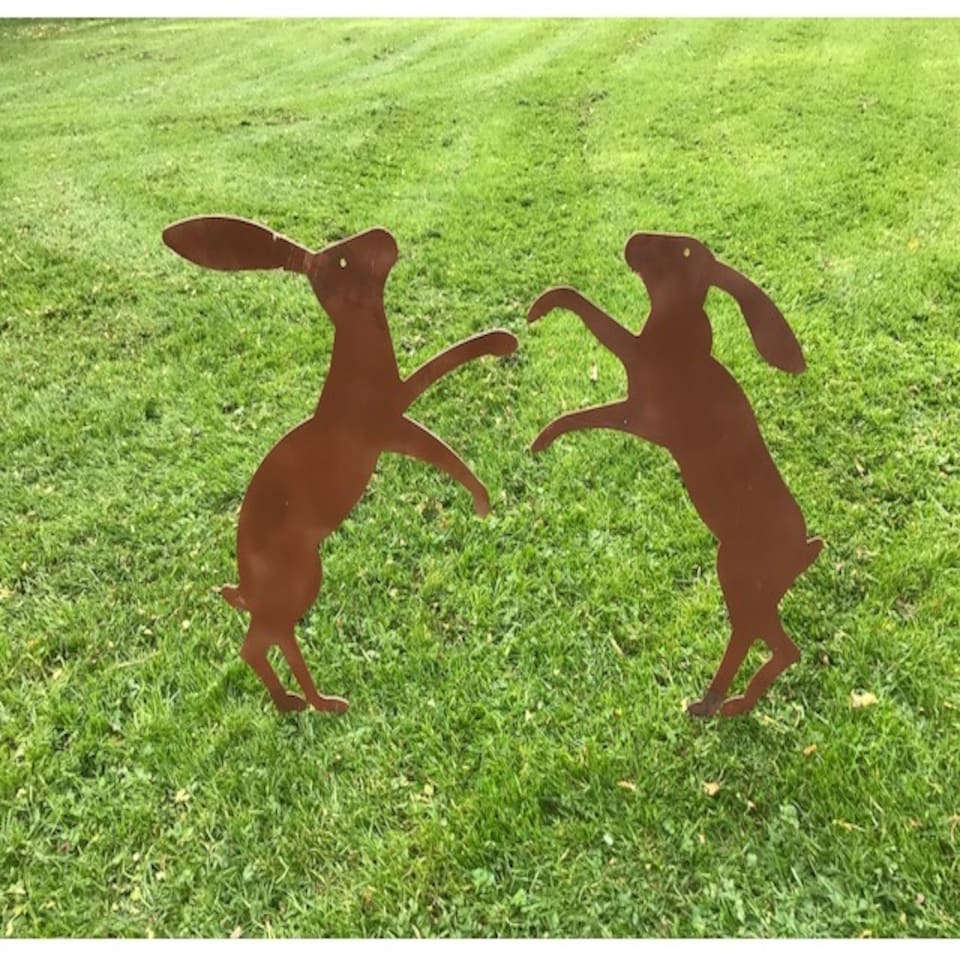 image 1 of Fenland Hare's 2Pc. - Steel - W39 x H45.7 cm - Bare Metal/Ready to Rust