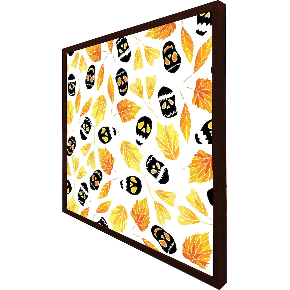 image 1 of Autumn leaves & halloween skulls (Picutre Frame) Brown | XS
