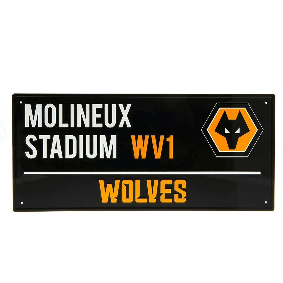 Wolverhampton Wanderers FC Street Sign Plaque - Black/White/Yellow - One Size