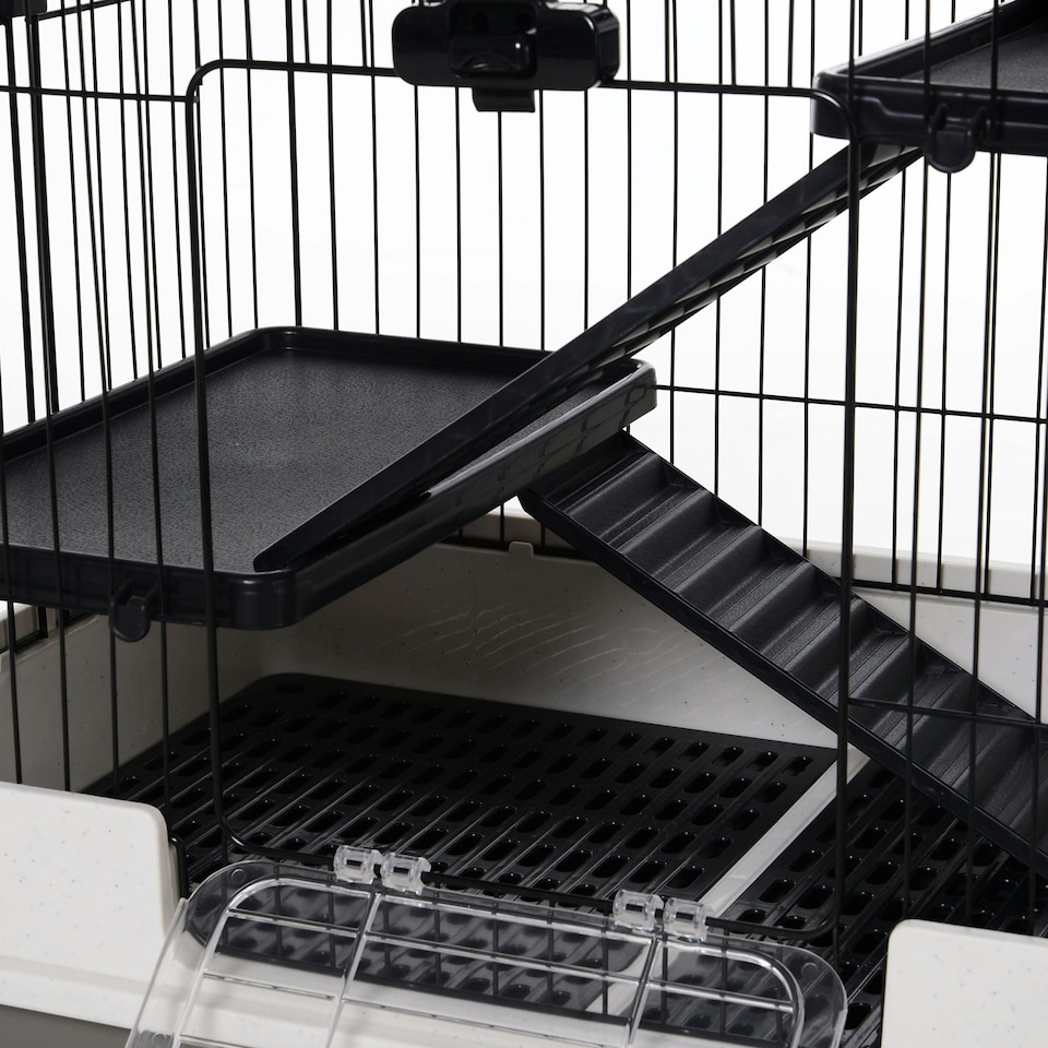 image 1 of PawHut Four-Level Small Animal Cage, Indoor Pet House, Black, 81 x 52.5 x 114 cm