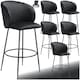image 1 of Bar Stool Luana - with backrest, velvet look and padded - Set of 6 Black