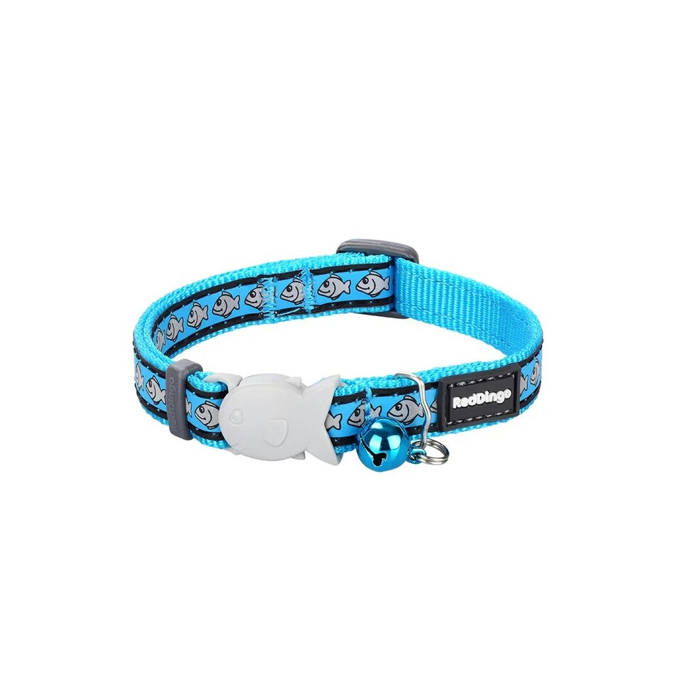 Cat Collar Reflective Fish Turquoise Blue | M