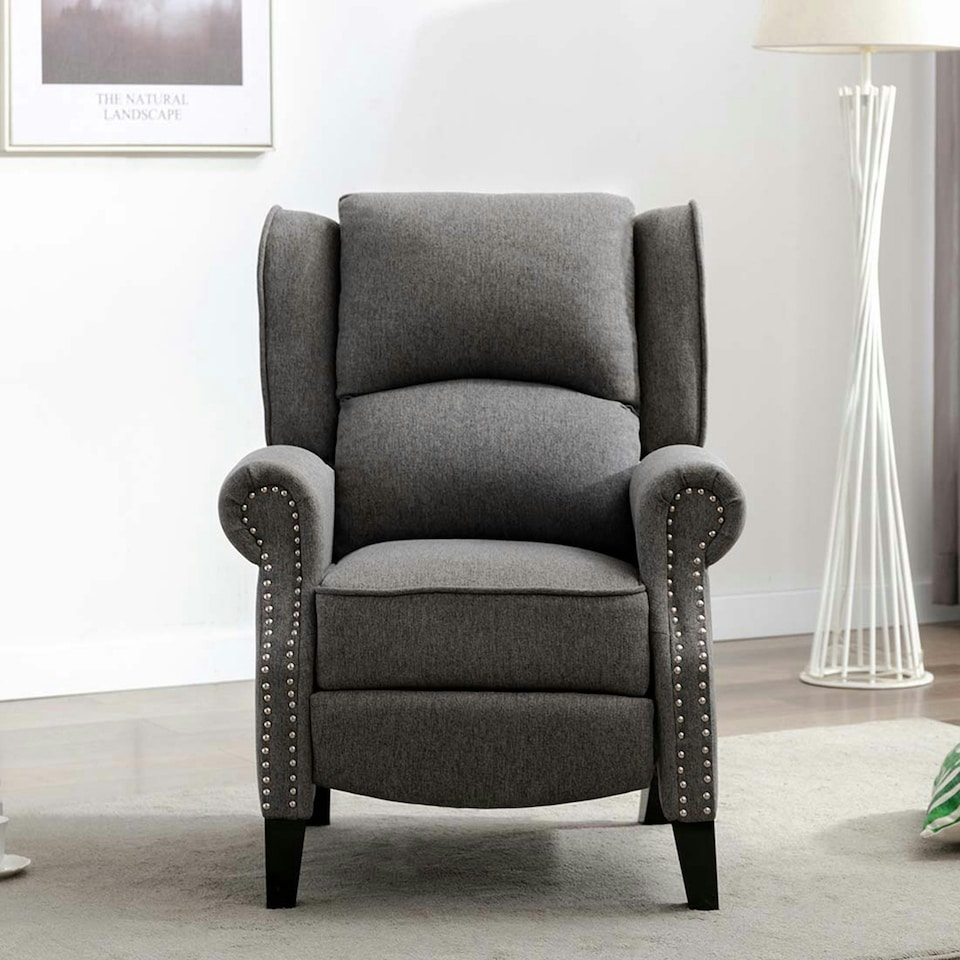 image 1 of Charlotte Modern Fabric Pushback Recliner Sofa Accent Chair (Grey)