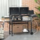 image 2 of Outsunny Dual Fuel BBQ Grill with Wheels, Warming Rack, Black