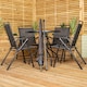 image 10 of Samuel Alexander Outdoor 4 Seater Round Glass Top Table and Chairs Patio Set with Parasol in Black