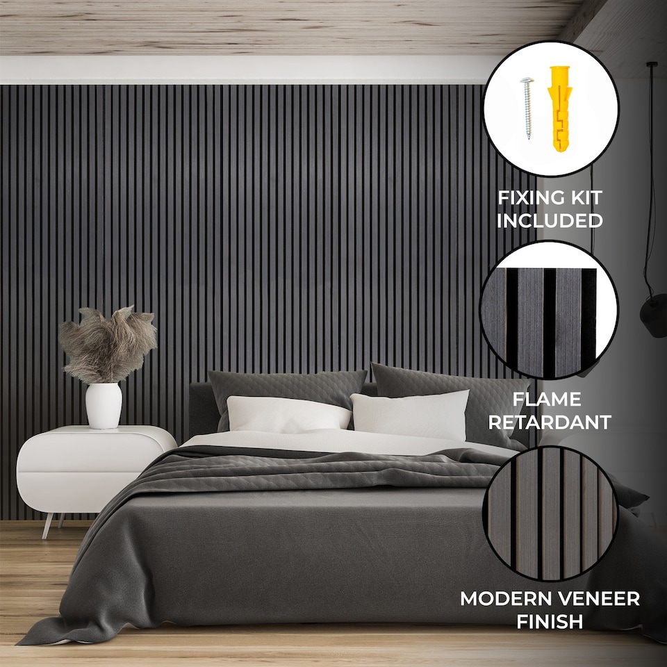 image 1 of Acoustic Slat Wall Panel – Anthracite Grey