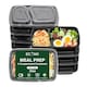 image 1 of 32oz Black 2 Compartment Meal Prep Containers With Lid Plastic Microwave Safe Food Storage Box 50pc