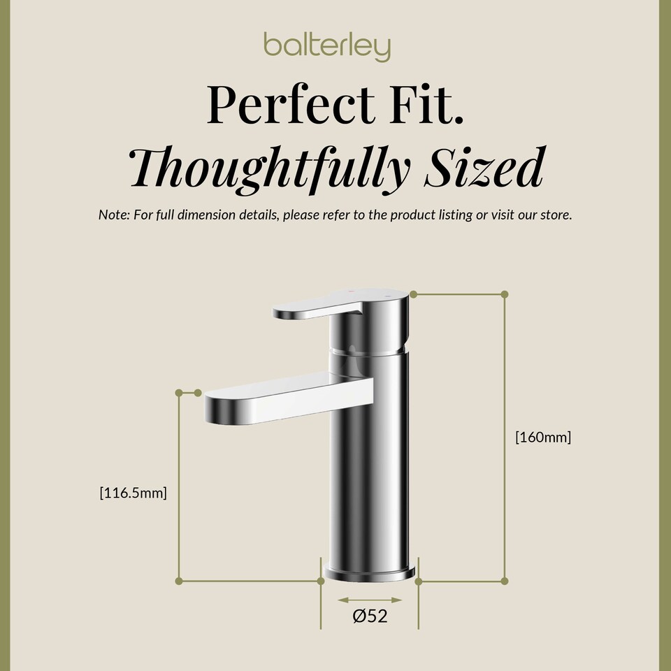 image 1 of Balterley Pride Round Mono Basin Mixer Tap & Push Button Waste | Silver | Chrome | 1