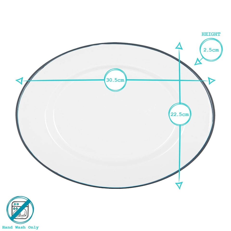 image 1 of Argon Tableware White Enamel Serving Platter - 30.5cm x 22.5cm - Blue Blue