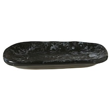 Interiors By Premier Small Black Marble Effect Serving Platter,Stoneware Food Platter With Irregular Oval Design,Dinner Platter