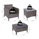 image 5 of Outsunny 5 Pieces PE Rattan Garden Furniture Set with 10cm Thick Padded Cushions, Wicker Weave Outdoor Seating Chairs with 2 Armchairs, 2 Stools, Glass Top Table, Grey