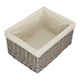 image 1 of Small Grey Wash White Cotton Lined Willow Storage Baskets | Brown | White | S | 1