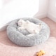 image 3 of Living and Home Calming Round Donut Plush Dog Cuddler Bed | Multi | Grey White | M