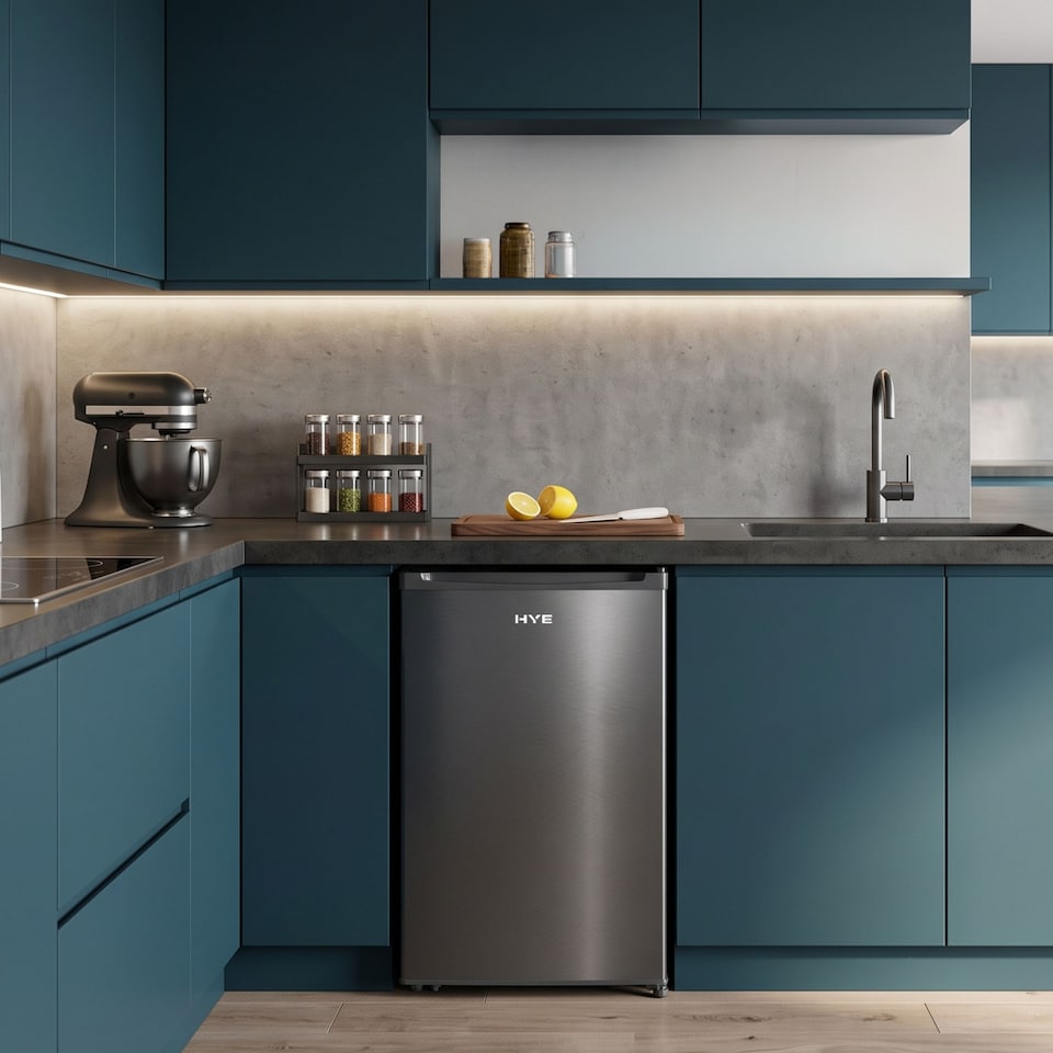 image 1 of HYE Under Counter Freezer 60 Litre Freestanding 48cm Reversible Door - Silver - RF01UCFR60S01