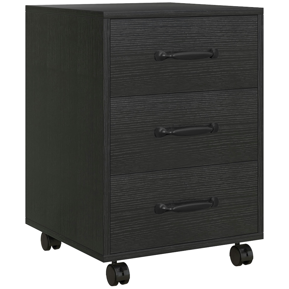 image 1 of HOMCOM File Cabinet with 3 Drawers, Under Desk Mobile Filing Cabinet Black
