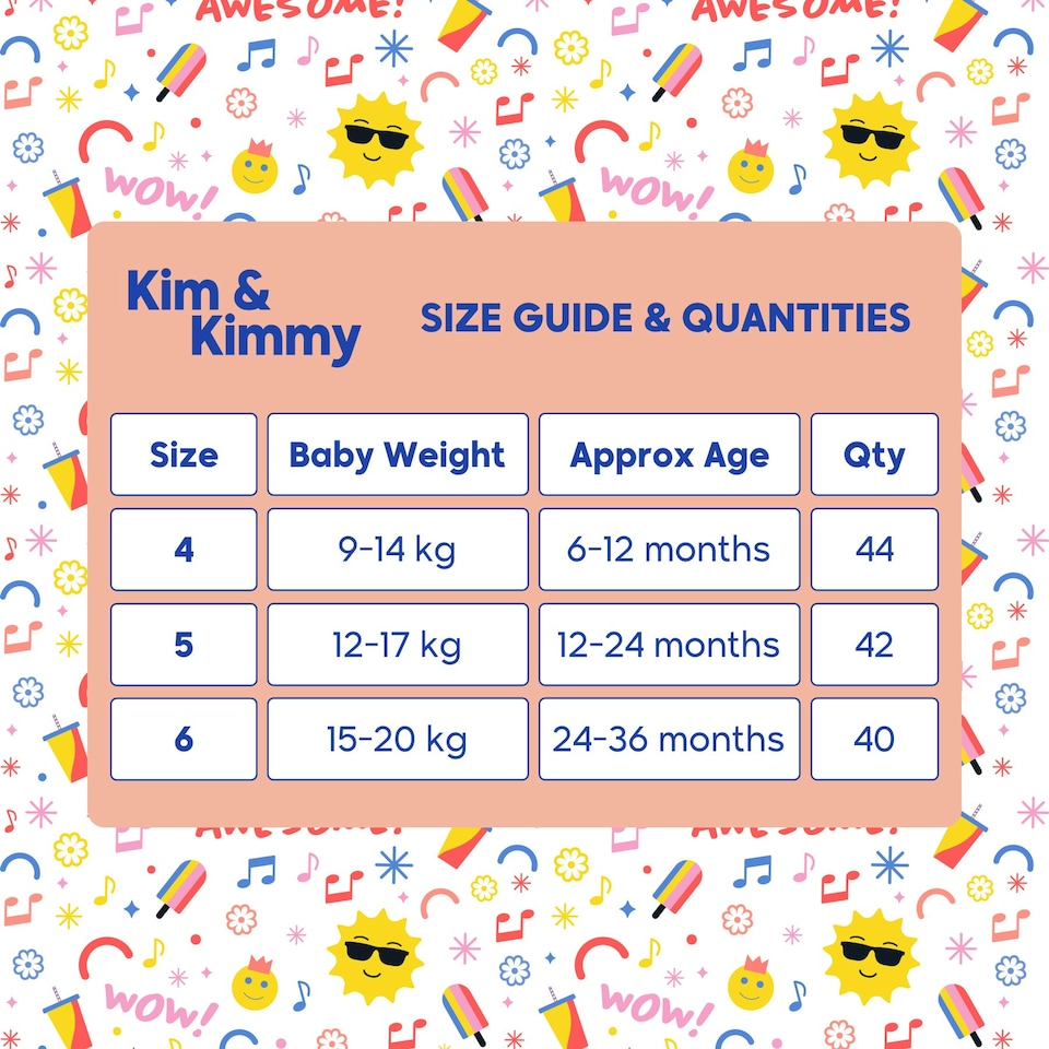 image 1 of Kim & Kimmy Nappy Pants, Size 6, 15-20kg, 40 Pack, Summer Icons