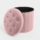 image 5 of OHS Matte Velvet Soft Round Foldable Footstool Seat Storage Organiser Ottoman | Pink | Blush Pink