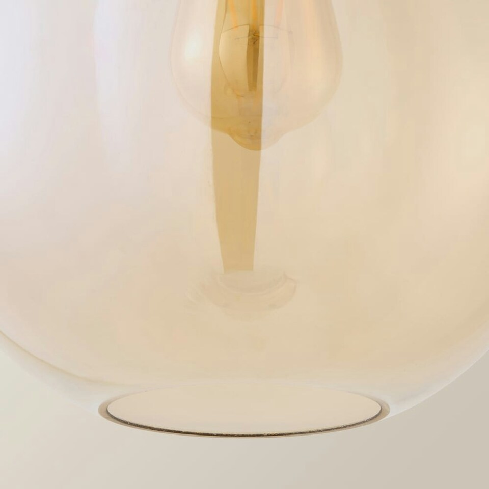 image 1 of ValueLights Bellamy Easy Fit Amber Glass Globe Lampshade Ceiling Light Shade