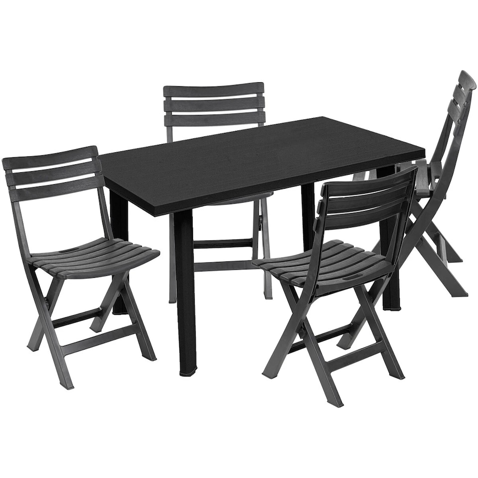 image 1 of Plastic Outdoor Rectangle Anthracite Garden Dining Table & Chair Furniture Set