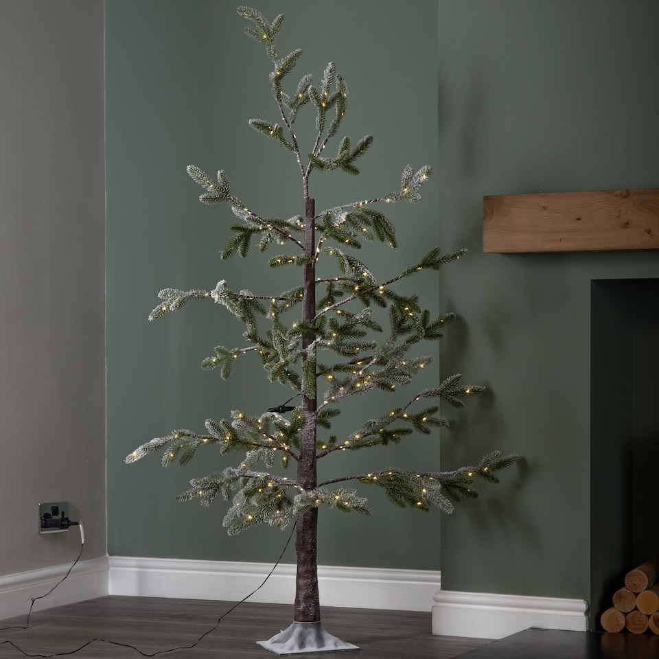 image 1 of 5ft (1.5m) Light up Green Snowy Noel Christmas Tree with Stand and Warm White LEDs