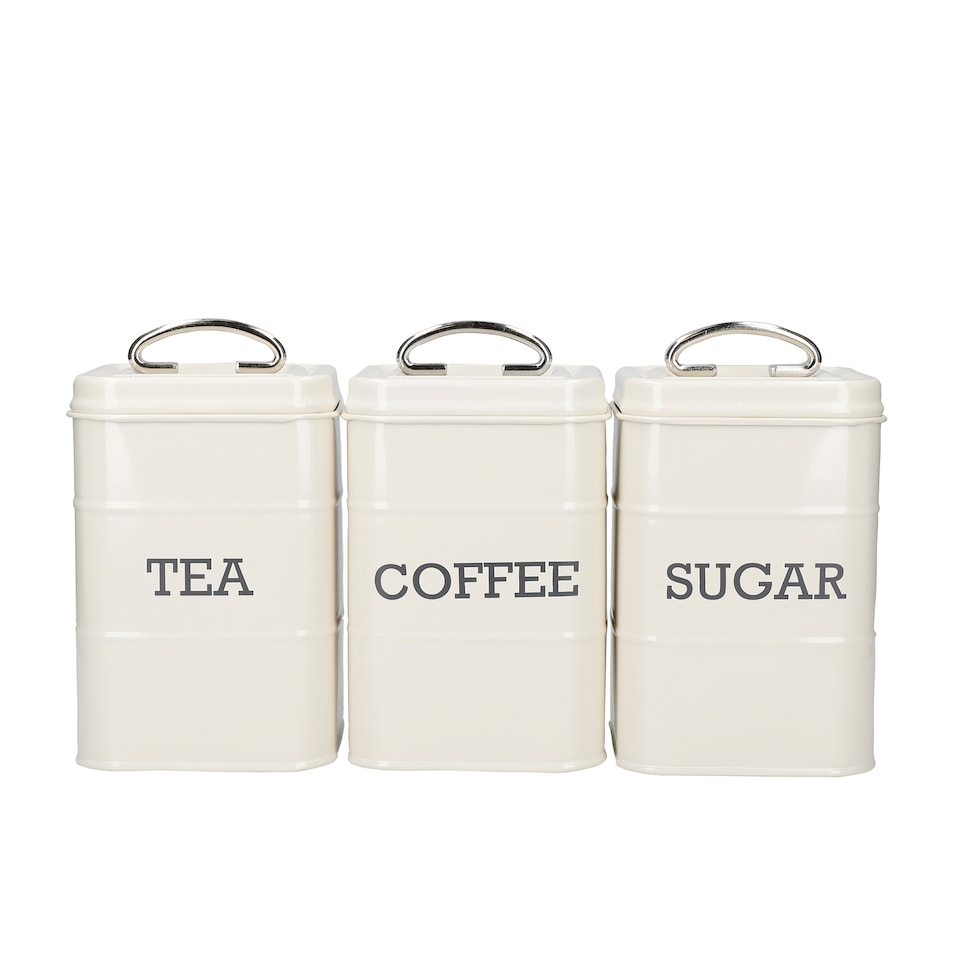 image 1 of KitchenCraft Vintage Tea Coffee Sugar Canister Set Blue
