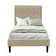 image 1 of 3ft Single Fabric Bed Frame With Padded Headboard In Stone