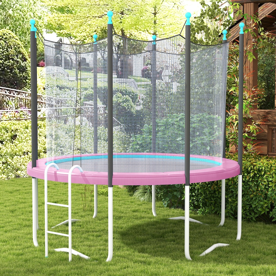 image 1 of SPORTNOW 10FT Trampoline Pad Spring Cover, Waterproof, Pink | Pink