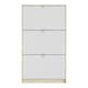 image 2 of Shoes Shoe Cabinet 3 Flip Down Doors and 2 layers Oak structure White