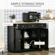 image 3 of HOMCOM Sideboard Buffet Cabinet with Storage Cabinets and Drawers Black | Black | Natural wood | 101W x 40D x 85H cm