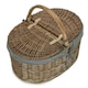 image 2 of Antique Wash Deep Oval Picnic Basket with Lining Grey | Grey | One Size