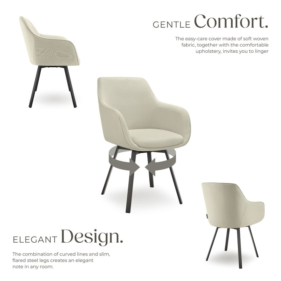 image 1 of Dining Chair Alicon - swivel armchair with padding and continuous backrest | Grey | greige | 4